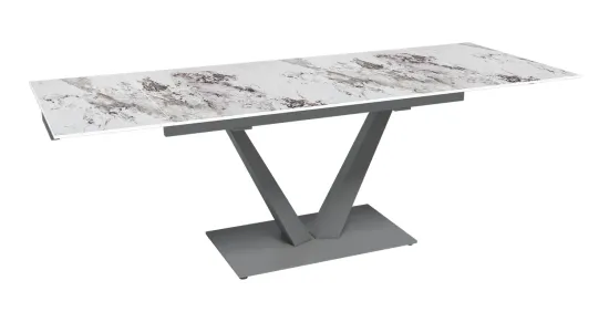 Стол "МАЛИБУ" 140-220, керамика Patagonia глянц.,R-6, опора черный муар