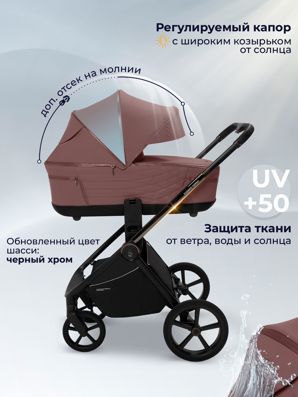 Коляска 3 в 1 Sweet Baby SBL Elegante Therma + автокресло Premier Black Mokka