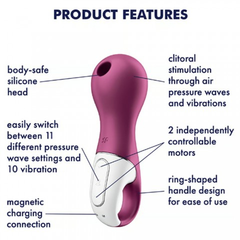 Вакуумный стимулятор клитора с вибрацией Satisfyer Lucky Libra ягодный