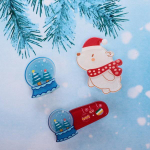 Зажимы для волос 3шт "Christmas story- Мишка на Севере"