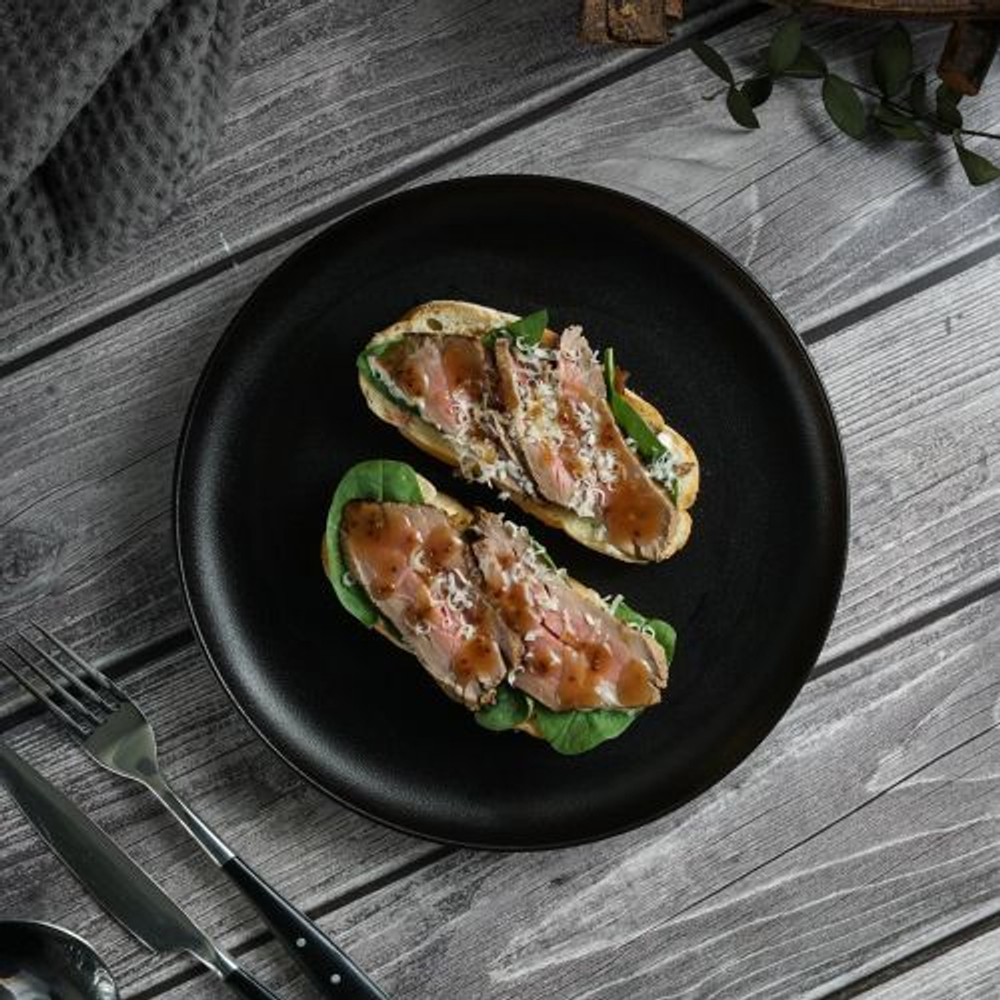 Тарелка с бортом d=23 cм,фарфор "NOBLE" серия "Fine Plus-Black Sand"