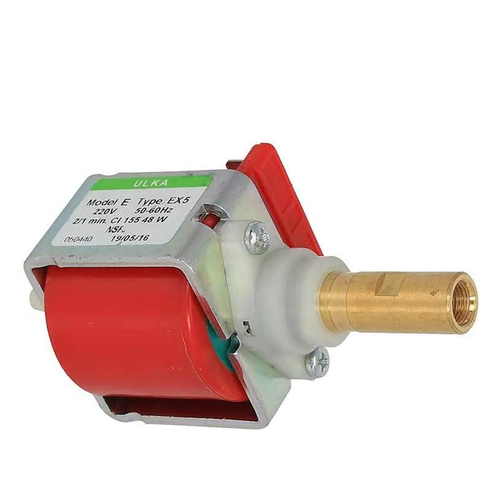 Насос помпа для кофемашин ULKA EX5 48w  латунный выход, вибрационный, для кофеварок  15Bar 48W 220V 650 мл/мин 9BQ174, CFM002UN, AV5433, Q072B, 0011446