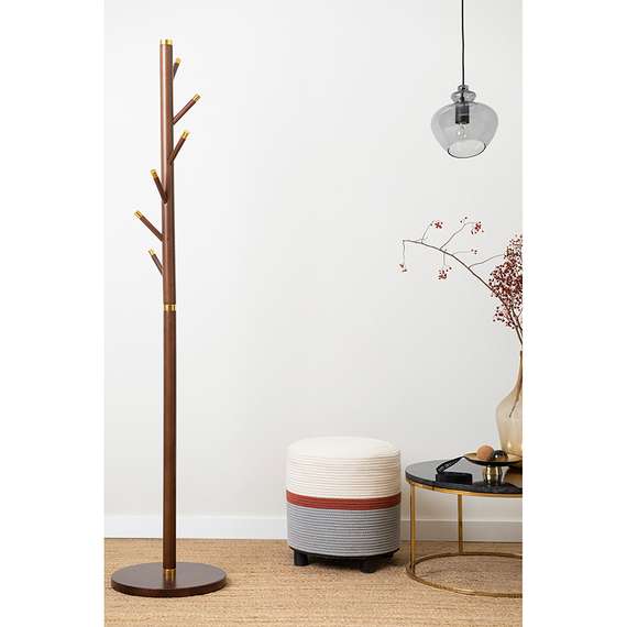 Напольная вешалка Bakken, 180 см, золотистый хром/светлый орех