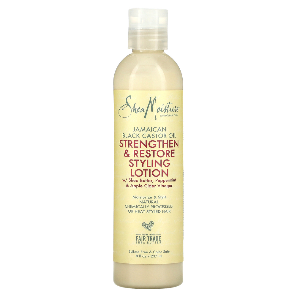 SheaMoisture, Ямайское черное касторовое масло, укрепляющий и восстанавливающий лосьон для укладки, 237 мл (8 жидк. Унций)