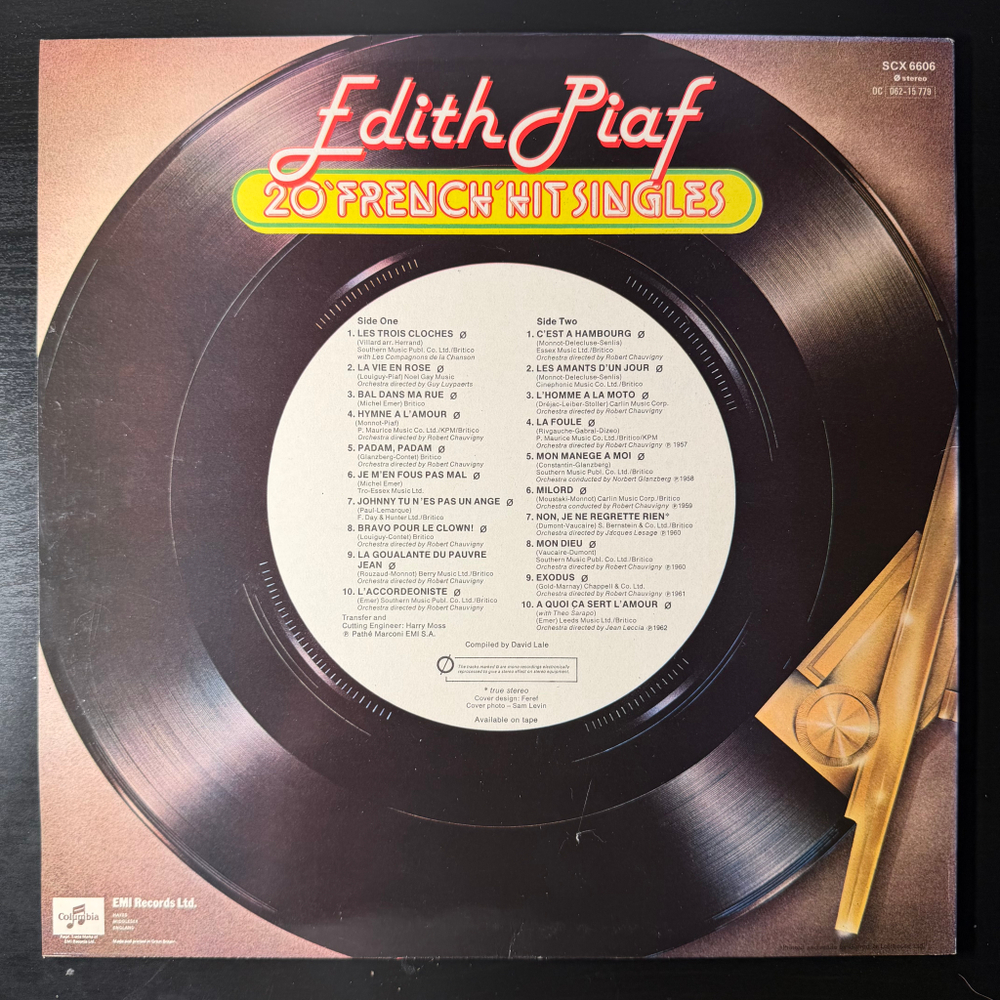 Edith Piaf ‎– 20 "French" Hit Singles (Англия 1979г.)