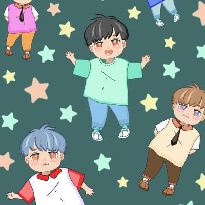 Корейские звёздные персонажи K-pop с различными эмоциями
