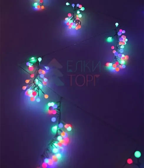 Светодиодная гирлянда &quot;Грозди винограда&quot; 3*0.3 м., 220V, 256 разноцветных LED ламп, прозрачный ПВХ, Beauty Led (JY1008)
