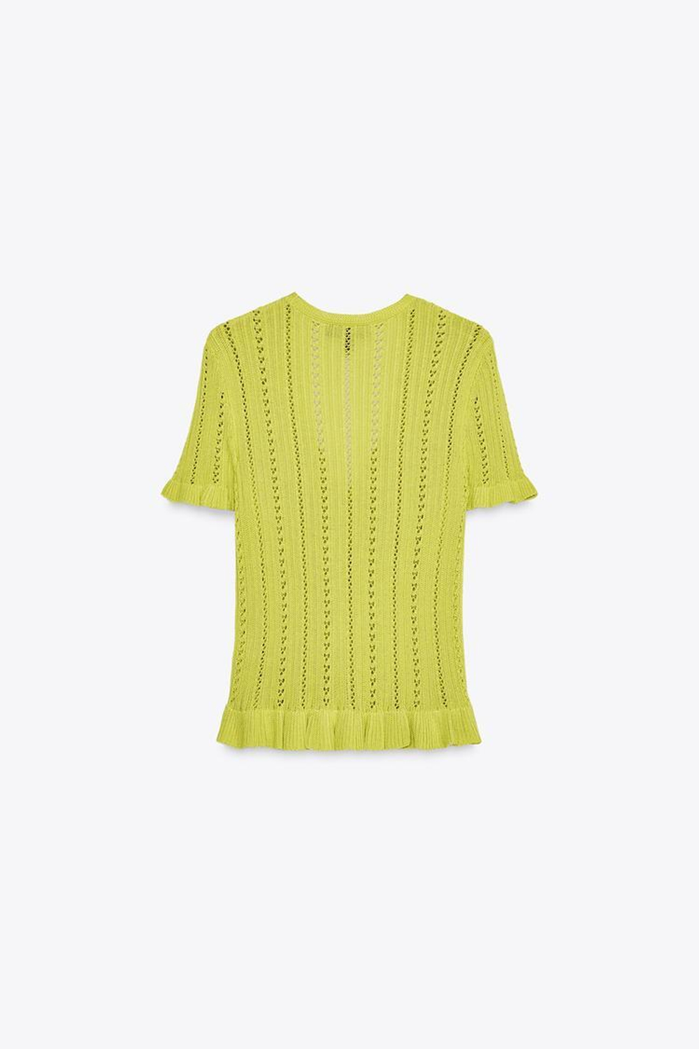 ZARA КАРДИГАН С ВОЛАНАМИ И ПЕРФОРАЦИЕЙ, ЗЕЛЕНЫЙ