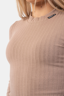 Женский лонгслив Nebbia Organic Cotton Ribbed Long Sleeve Top 415 brown