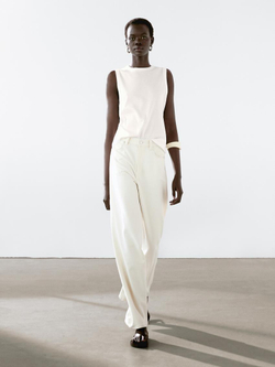 Massimo Dutti Футболка из 100% хлопка без рукавов, белый