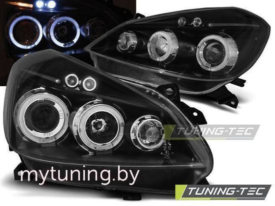 Передние фары Renault Clio 3 angel eyes black