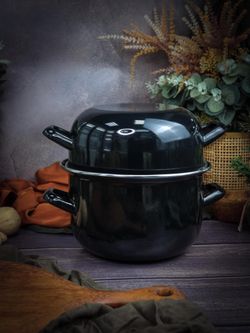 Кастрюля для мидий черная 0,9 л h 13,5cm d 12cm