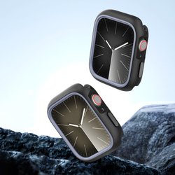 Чехол-бампер для часов Apple Watch серия 10, размер 42мм, черный с серой вставкой (Black/Gray) от Dux Ducis, серия Bamo Series