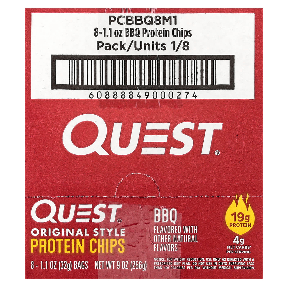 Quest Nutrition, Протеиновые чипсы в оригинальном стиле, для барбекю, 8 пакетиков по 32 г (1,1 унции)