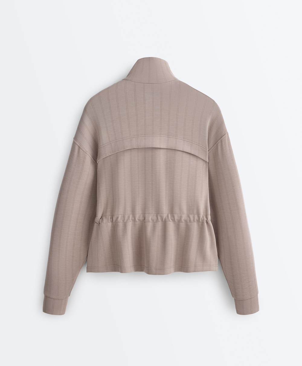 Oysho Мягкая куртка с регулируемой талией и высоким воротником, светло-серый