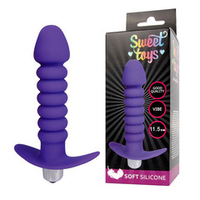 Фиолетовая анальная вибровтулка-елочка 11,5см с ограничителем Bior Toys Sweet Toys ST-40170-5