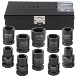 Набор головок ударных,10пр. 1/2''6гр.(10,12,13,14,15,17,19,21,22,24),в метал. кейсе FORCEKRAFT FK-4101-5MPB