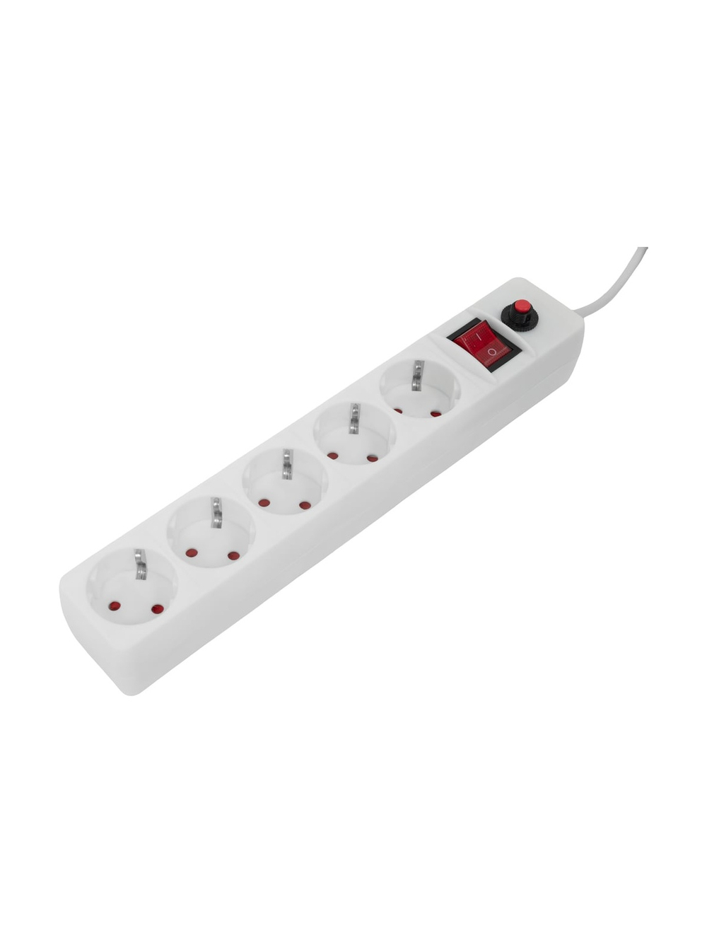 Сетевой фильтр Gigant с заземлением белый ПВС 3x0.75мм2, 5 розеток, 1.9м 80112