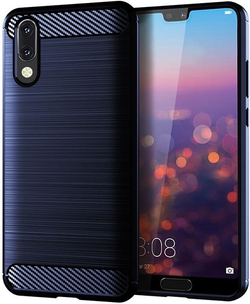 Чехол для Huawei P20 цвет Blue (синий), серия Carbon от Caseport