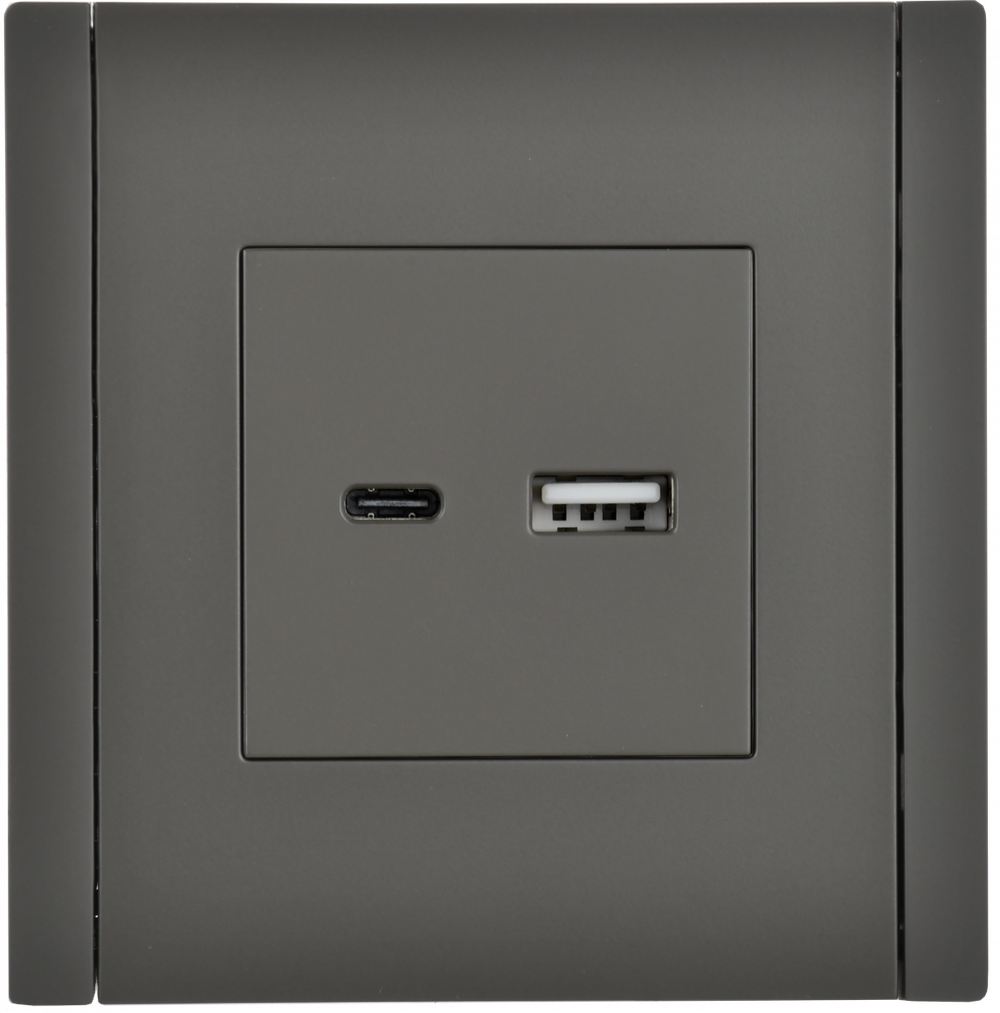 FORTE&PIANO Розетка USB A+C 18Вт FP351 серый IEK