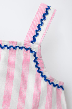 ZARA ТОП ИЗ САРЖИ В ПОЛОСКУ, РОЗОВЫЙ