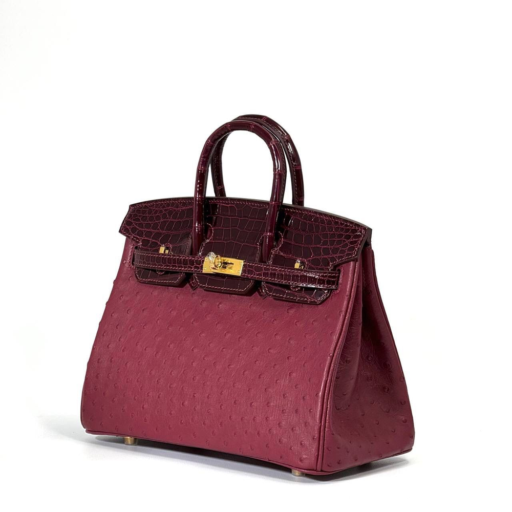 Сумка Hermes из кожи крокодила и страуса 25 см