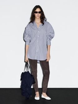 Massimo Dutti Рубашка оверсайз в полоску, синий