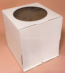 Коробка для торта с окном, 26 х 26 х 28 см, белая