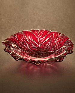 ZARA HOME НОВОГОДНЕЕ БЛЮДО ИЗ СТЕКЛА «ЦВЕТОК», КРАСНЫЙ