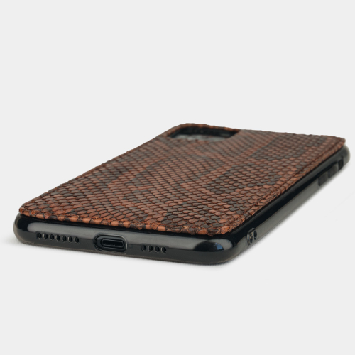 Чехол-накладка для iPhone 11 Pro Max из натуральной кожи питона, цвета коньяк