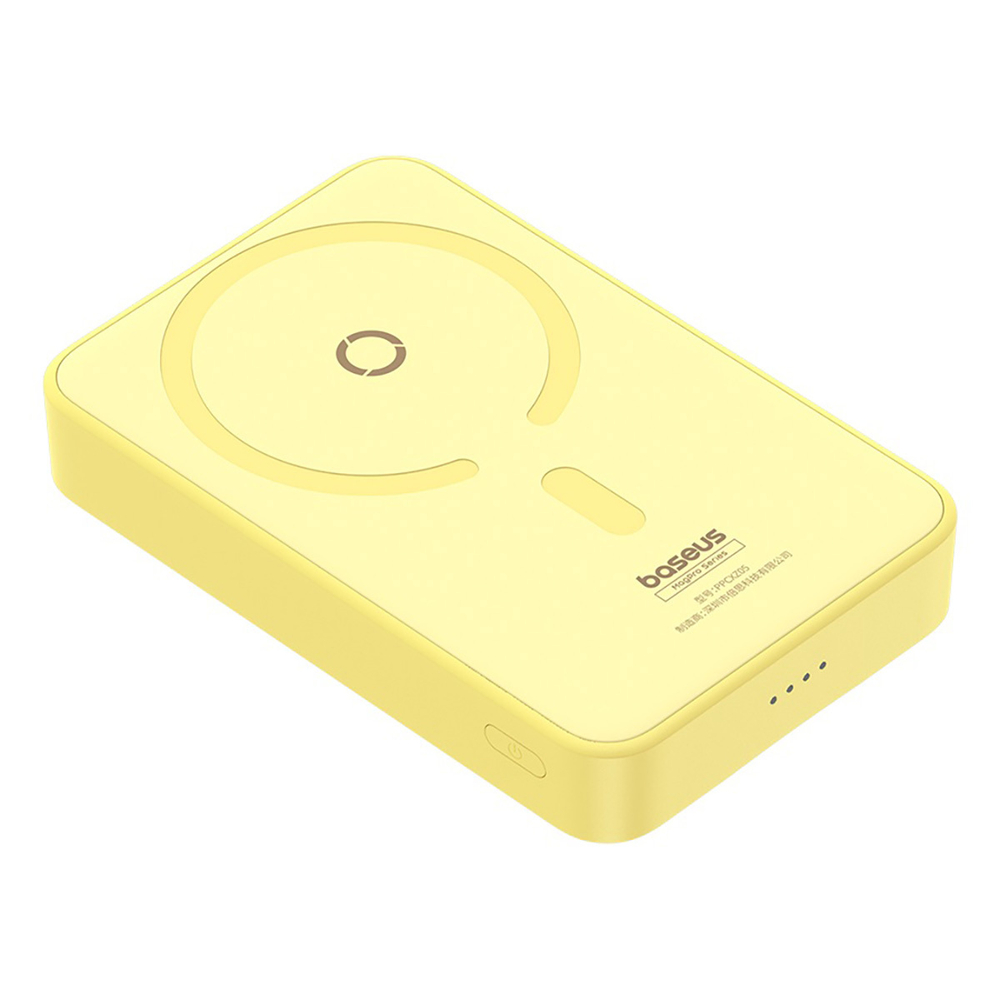 Внешний аккумулятор + Беспроводная зарядка Baseus MagPro Magnetic Bracket C+MS 5000mAh 20W (MagSafe) - Lemon Yellow