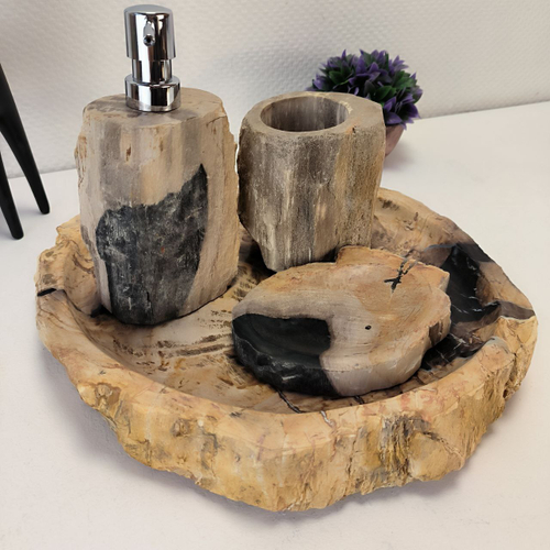 Набор из окаменелого дерева 4 предм Fossil Set NF-63072 поднос 30см*33см
