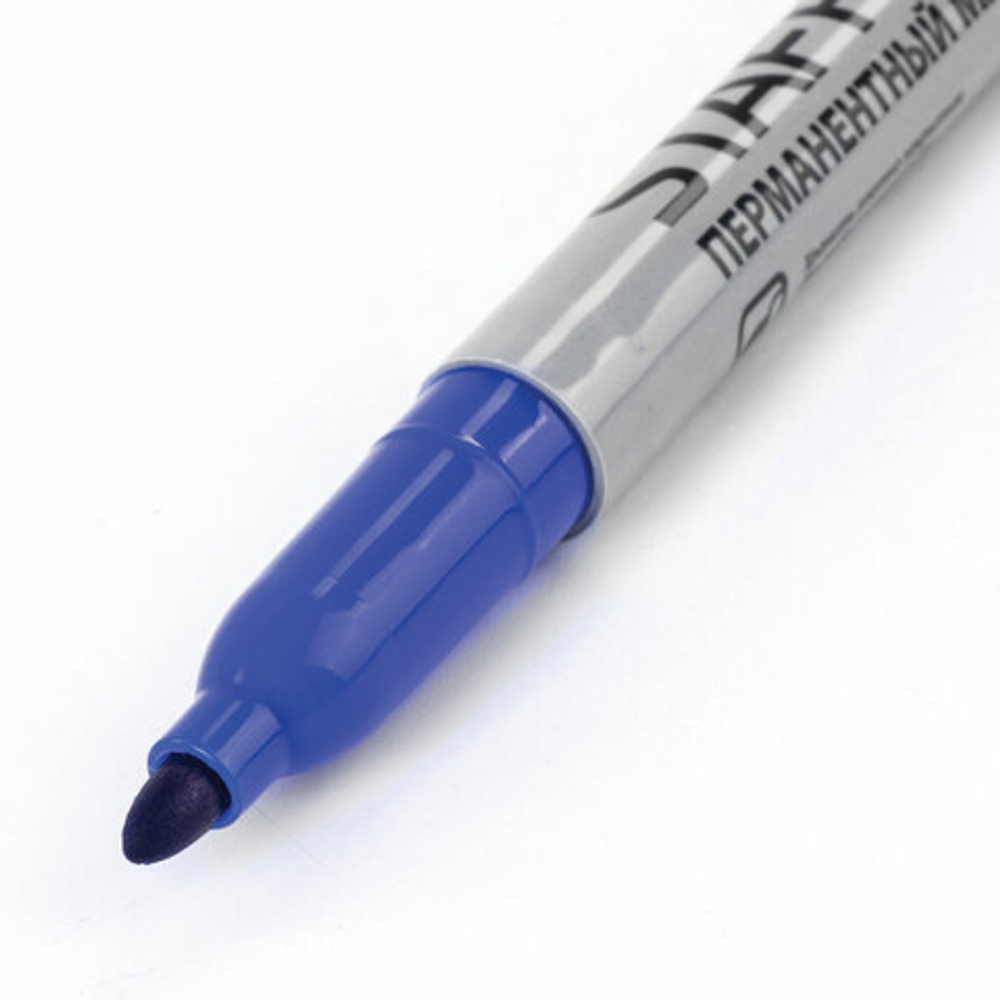 Маркер перманентный (нестираемый) STAFF "EVERYDAY", СИНИЙ, эргономичный корпус, круглый наконечник, 2 мм, 151234