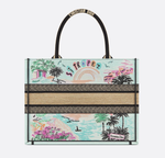 Сумка Dior Book Tote Medium Souvenir из рафии и вышитого хлопка с логотипом