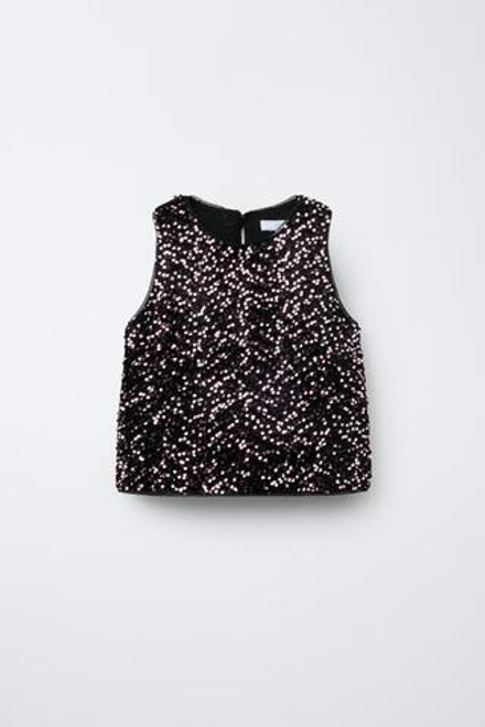 ZARA ТОП С ПАЙЕТКАМИ, РОЗОВЫЙ