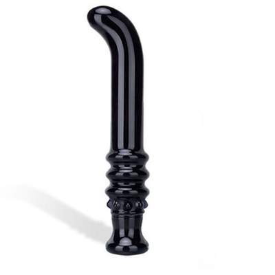 Черный вибромассажер G-Spot из стекла, 19 см