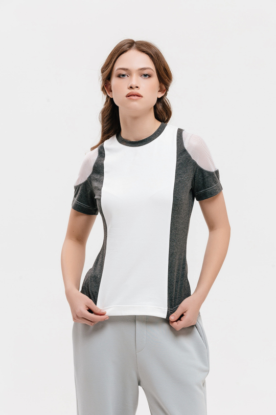 Футболка женская ""Роскосмос х 7.2.66"", серый/белый