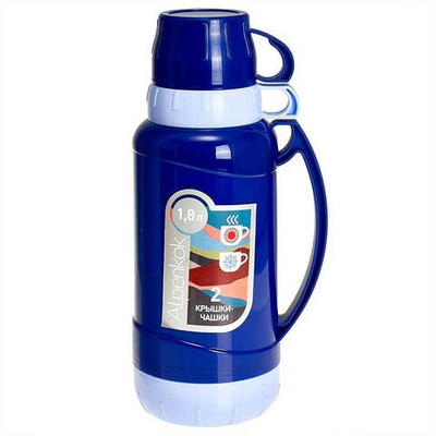 Термос со стеклянной колбой 1,8 л ALPENKOK AK-10105S синий