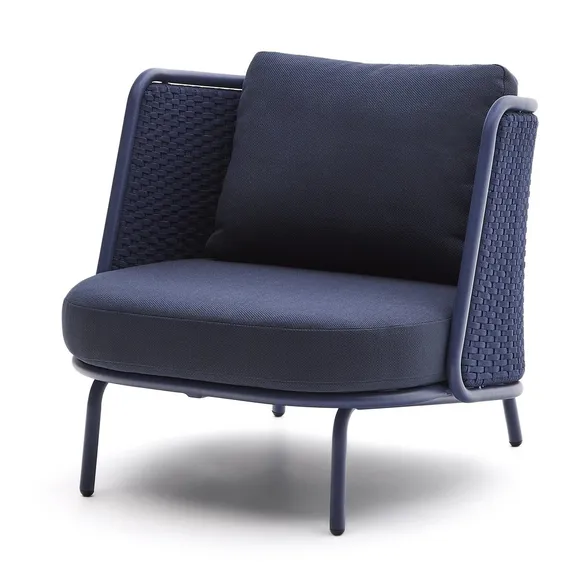 Уличное кресло Sedalis из алюминия синего цвета с канатным шнуром