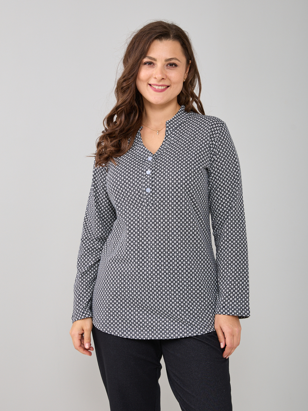 Блузка БЛ-22/чернобелая-геометрия