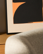 Zernu Абстрактная картина на оранжево-чёрном льняном холсте, 42 x 65 см