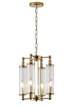 Подвесная люстра 4*E14 TOMAS SP4 BRASS латунь Crystal Lux