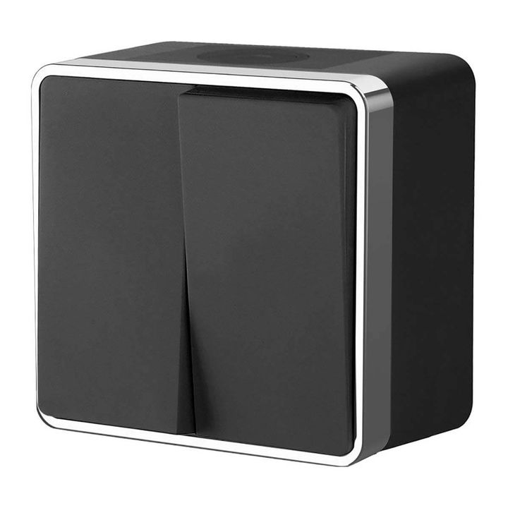 Выключатель двухклавишный влагозащищенный Werkel Gallant черный/хром W5020235 4690389164286