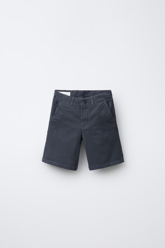 ZARA БАЗОВЫЕ ШОРТЫ ЧИНОС, СТАЛЬНОЙ СИНИЙ
