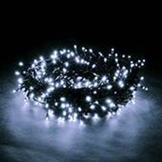 Светодиодная нить 5 м., 50 холодных белых LED ламп, зеленый провод, Vegas (55060)