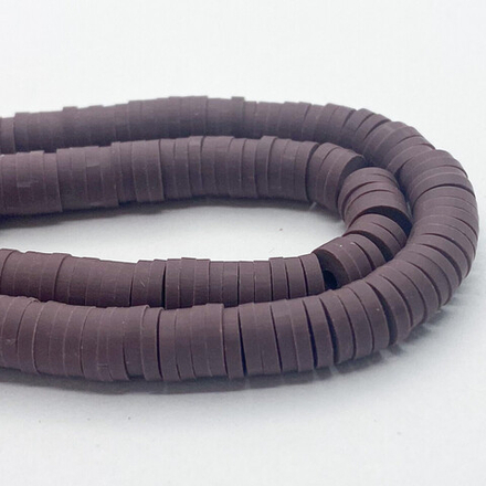 Бусина-диск, цвет шоколадный, размер 6 мм, цена за нить 40 см