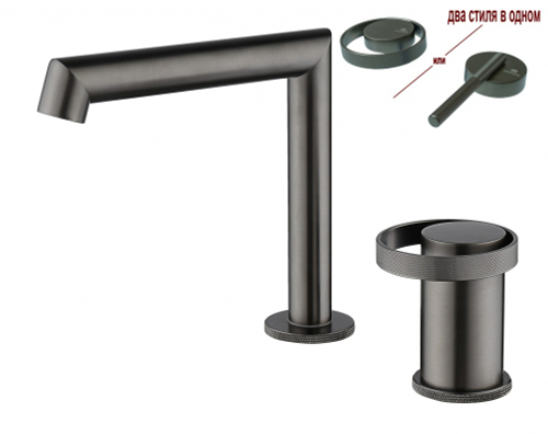 19114-Q Смеситель на борт раковины (2-отв,ГРАФИТ)  GANZER (10/1шт)