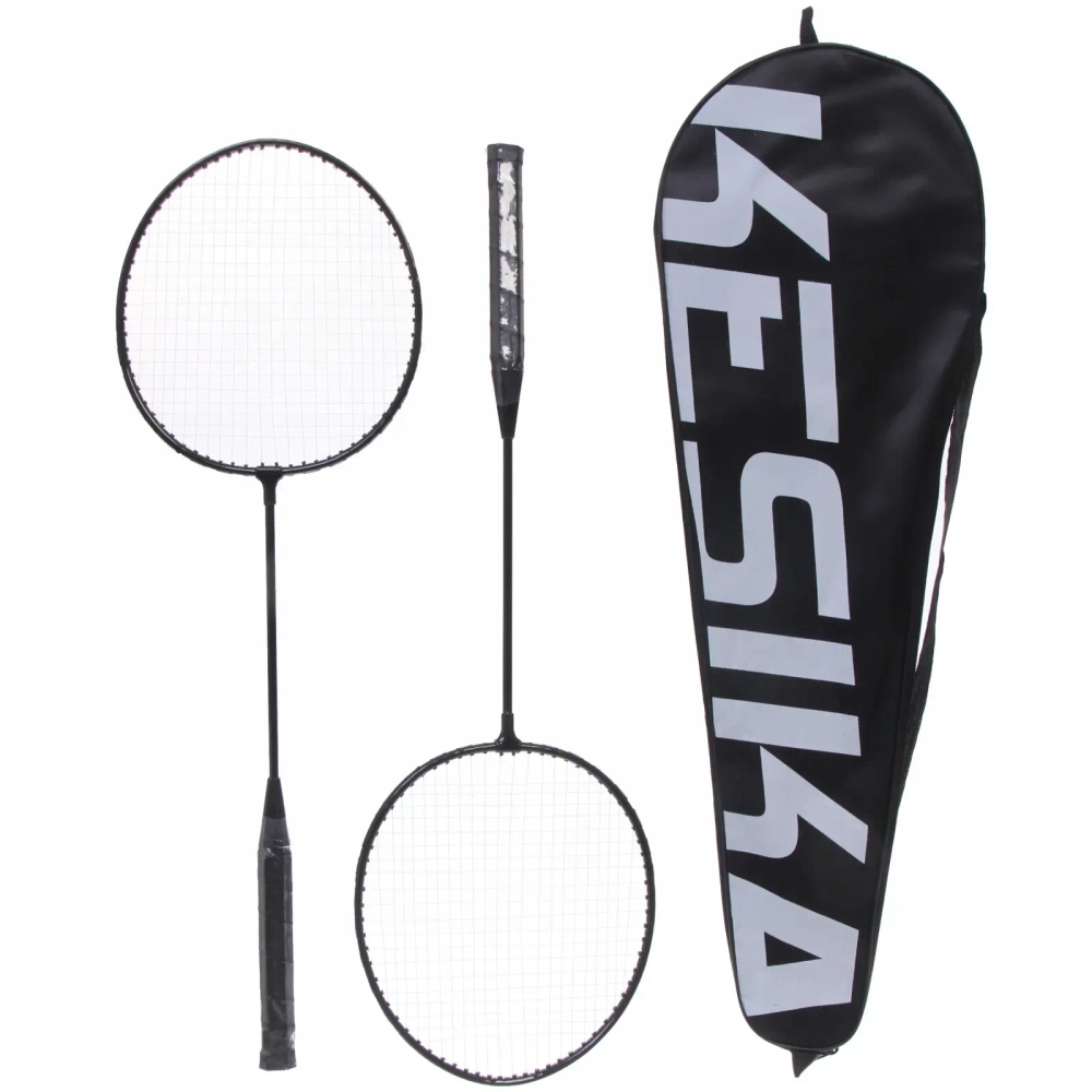 Бадминтон в наборе K-001, 3 предмета: 2 металлические ракетки 65 см, чехол (черный)