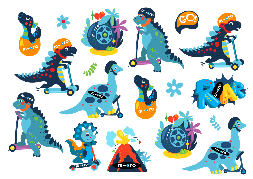 Стикерпак Micro на самокат - Cкутерзавры 15 шт