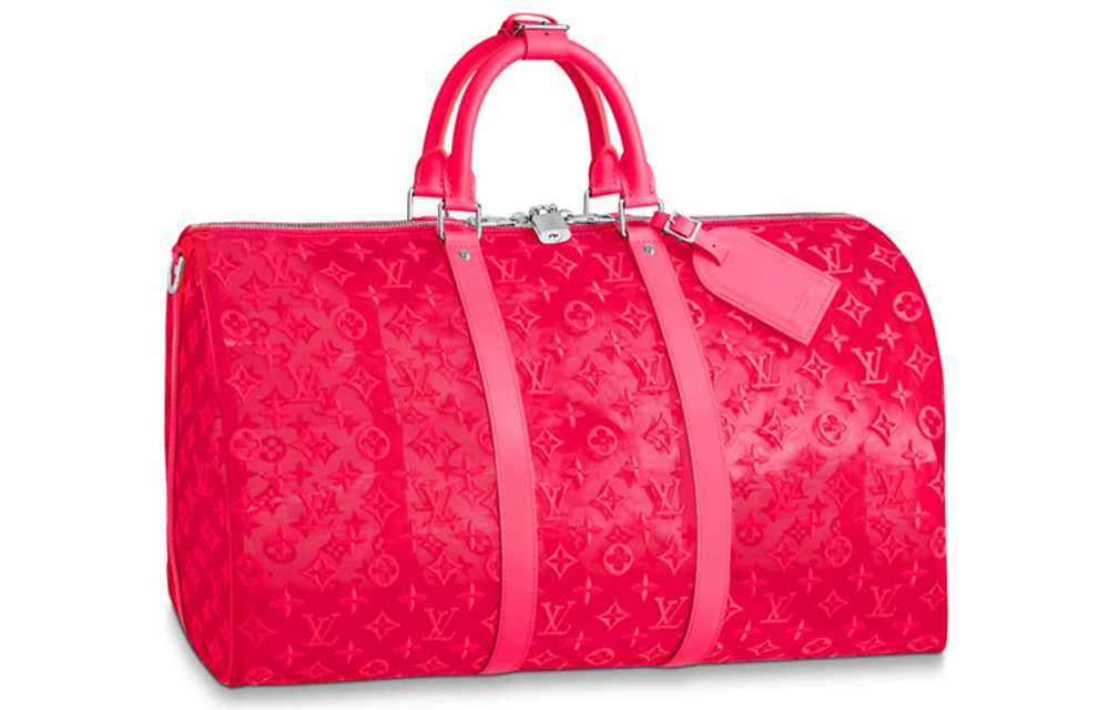 LOUIS VUITTON Keepall Bandouliere Monogram Mesh 50 Pink